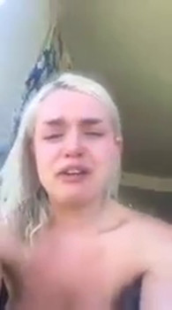 Secretary plays with wet Skype pussy under Christmas tree