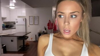 Masturbating with huge cucumber with cream pie Skype pussy