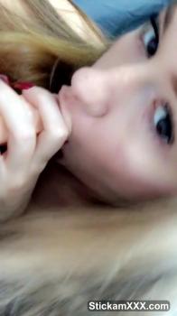 Masturbating her Omegle pussy in a public place