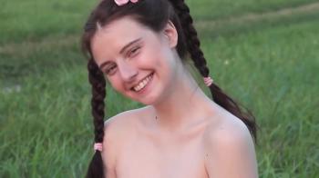 Slim Kitty girl with perky tits took a selfie in front of the mirror