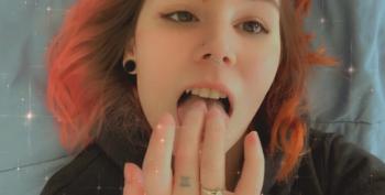 Kitty girl with handful tiddies doing topless dance in the shower