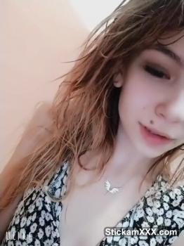 Small tits brunette filming nude Omegle for boys in her college