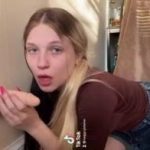 Blonde Omegle shows nude boobies while dancing to Savage Love