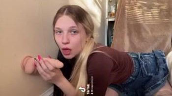 Blonde Omegle shows nude boobies while dancing to Savage Love