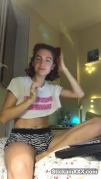 Stickam Lipstick Touches Herself in the Mirror